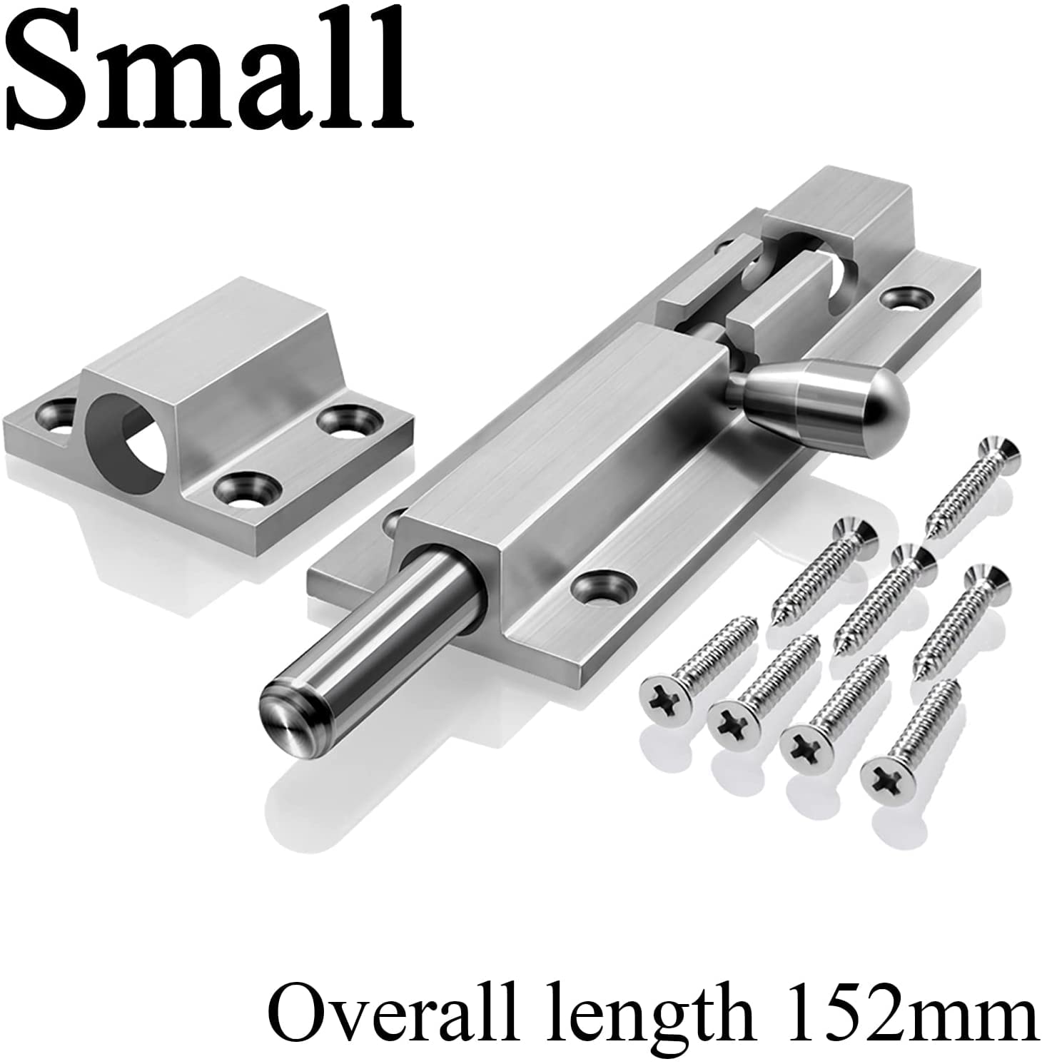 Pestillo de puerta con cerrojo de 4 mm de espesor, pestillo de barril de acero inoxidable 304, acabado cepillado, pestillo deslizante for puertas, gabinetes, pestillo de puerta con 8 tornill