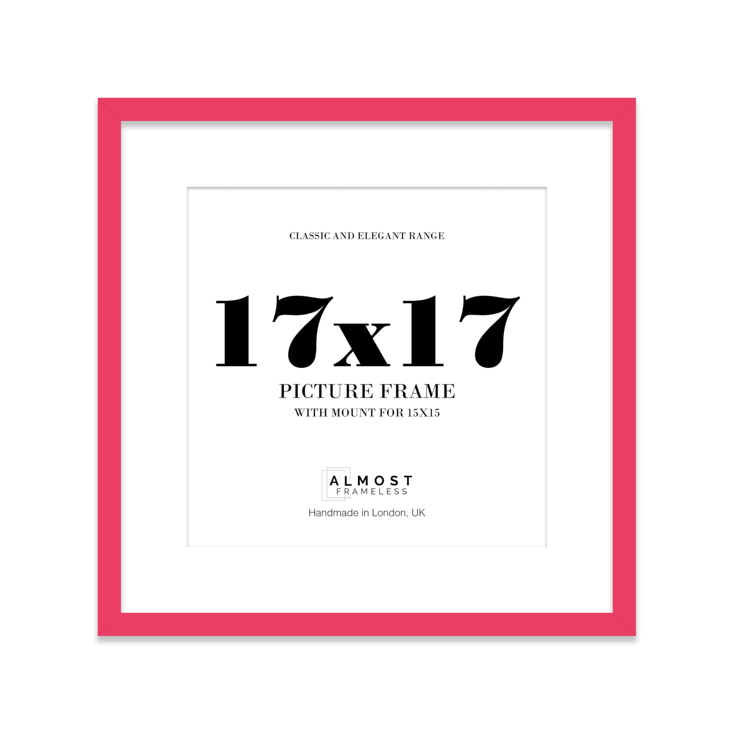 17x17 Bright Pink Picture Frame with Mount for 15x15 Photos, Prints - Modern Square Wall Frame, 1 Pack