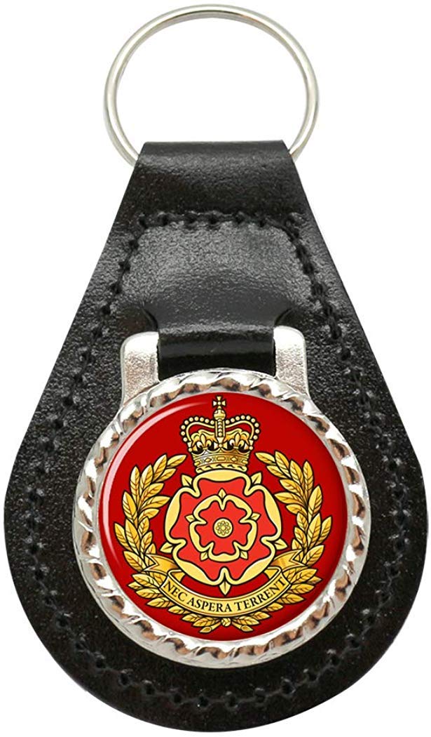 Giftshop Uk Unisex Black Leather And Silver Metal Duke Of Lancaster's Regiment, British Army Leather Key Fob