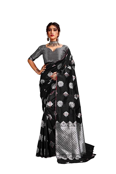 Winza Designer Womens Banarasi Silk Saree With Blouse (Bhagyashree)