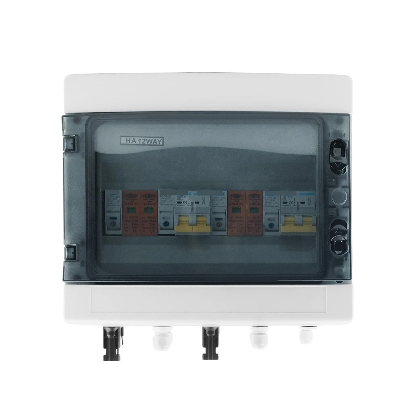 Scatola di conversione Solare Quadro combinatore fotovoltaico Solare con 2 ingressi 2 uscite DC 600V Fusibile MCB SPD Box IP65 12 Vie(25A DC MCB)