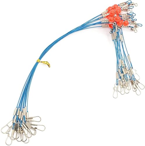 Miniatura 17 de YOTO Líderes de pesca, aparejo de aparejos de acero inoxidable con señuelo de aparejos giratorios a presión, líder de alambre de agua salada, líder