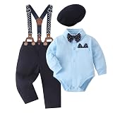 SOLOYEE Bebé Niño Conjunto Ropa Camisa de Caballero+Pantalones Traje 3pcs Vestir Para Bautizo Bodas 0-18 Meses Conjuntos