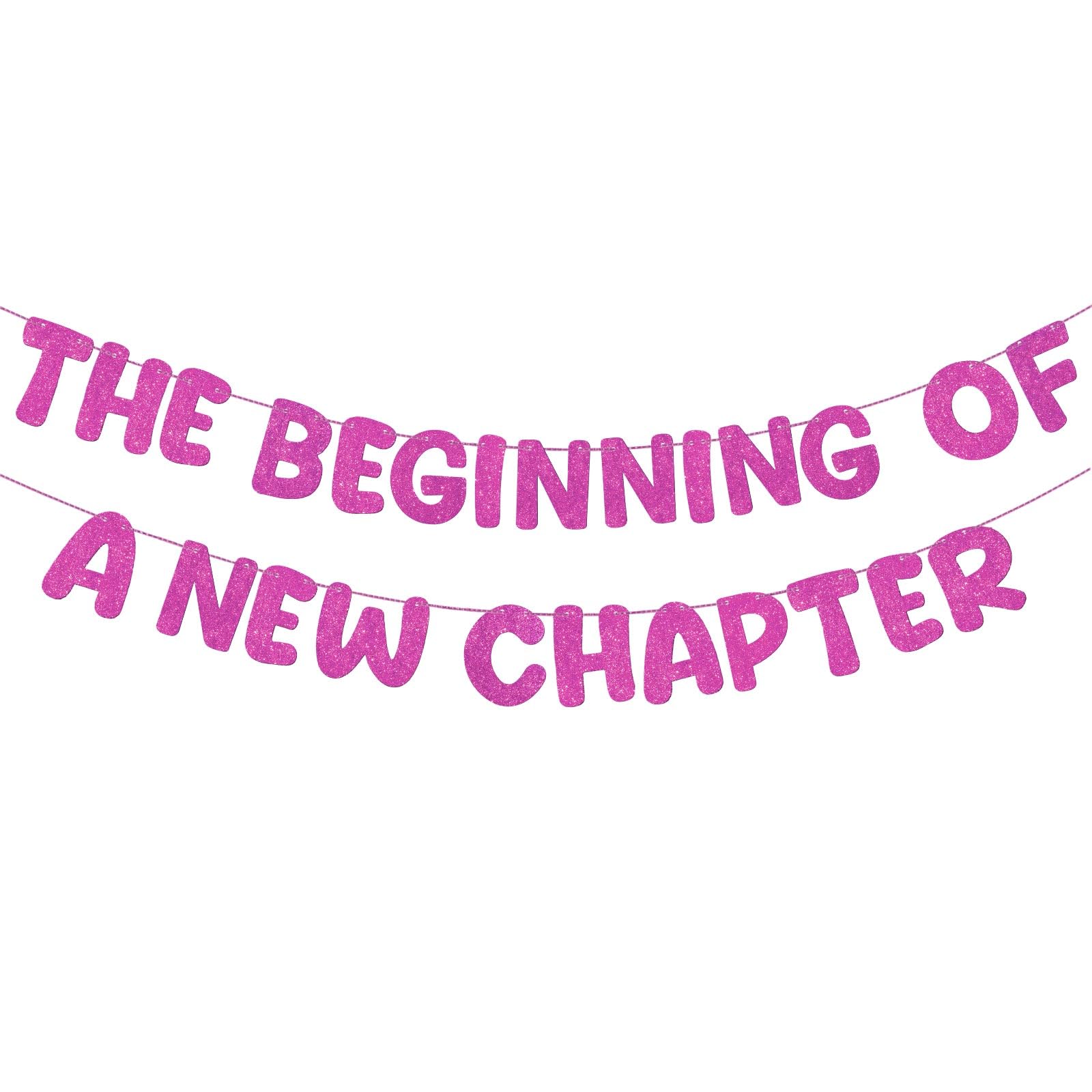 Fulmoon Pre Strung the Beginning of a New Chapter Banner, Glitter Graduation Party Decorations, Happy Retirement Supplies, Going Away Farewell New