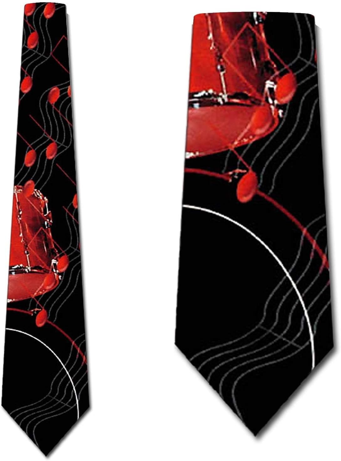 Three Rooker Drum and Music Notes Tie Mens Neckties