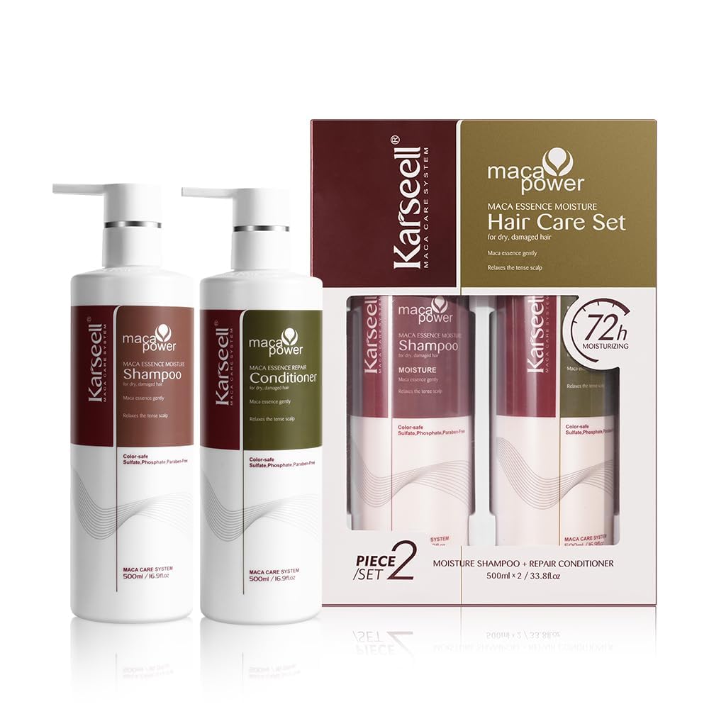 Karseell Sets de Shampooing et Après-shampooings, Soin Réparateur pour Cheveux Secs et AbiméS Tous Types de Cheveux, 2 x 500ml