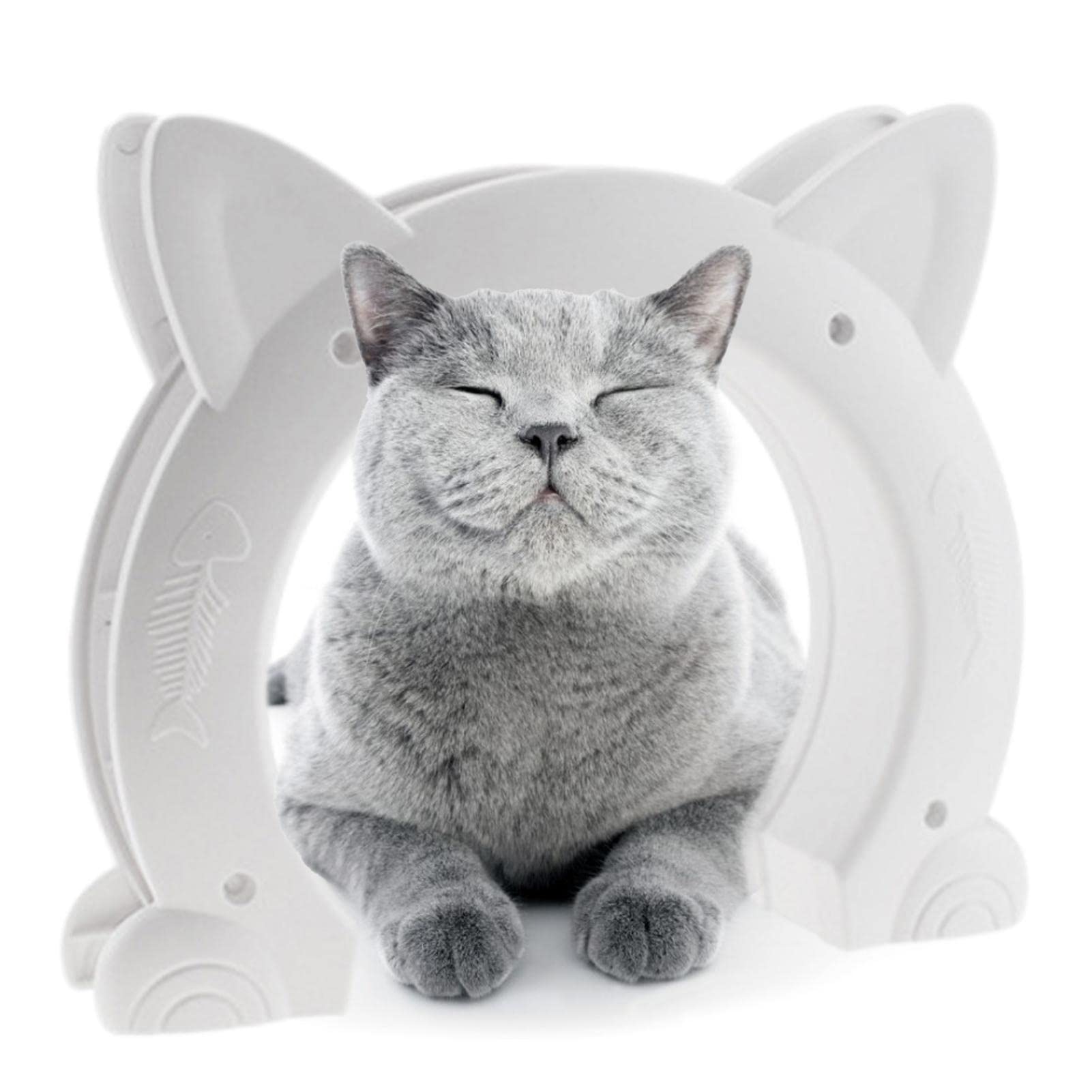 Cat Door for Interior Door | 2 Way Cat Doors Without Flap - Hole Pass Fits Indoor Hollow Core or Solid Inside Doors, Easy