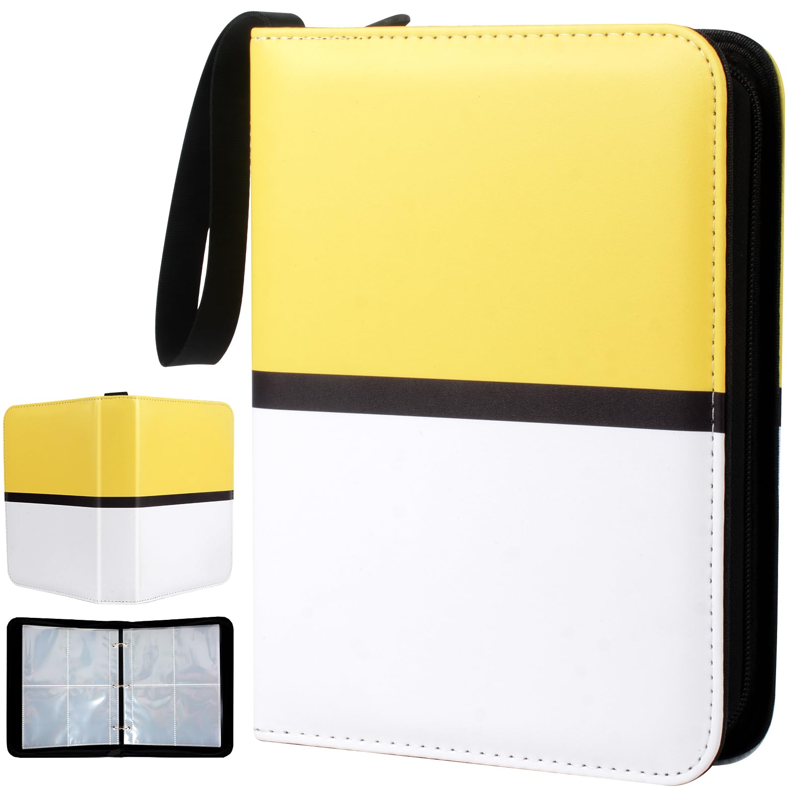 Raccoglitore per carte in pelle PU, 400 tasche, pagine a 4