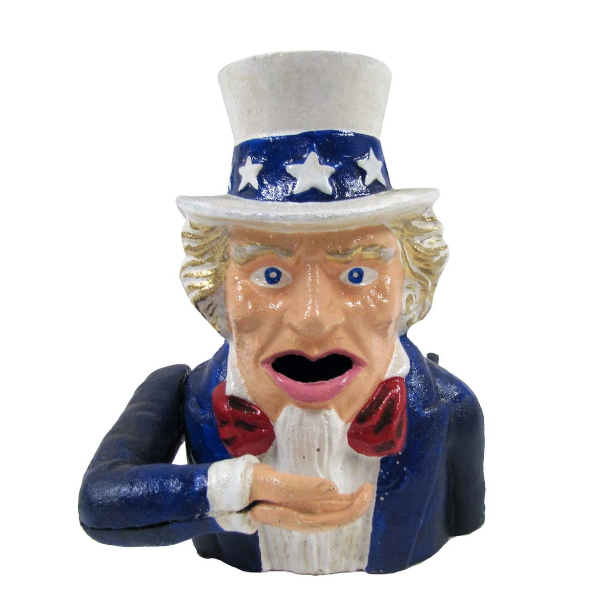 Treasure Gurus Vintage Cast Iron Uncle Sam Coin Piggy Bank Mechanical Statue Antique Home Decor