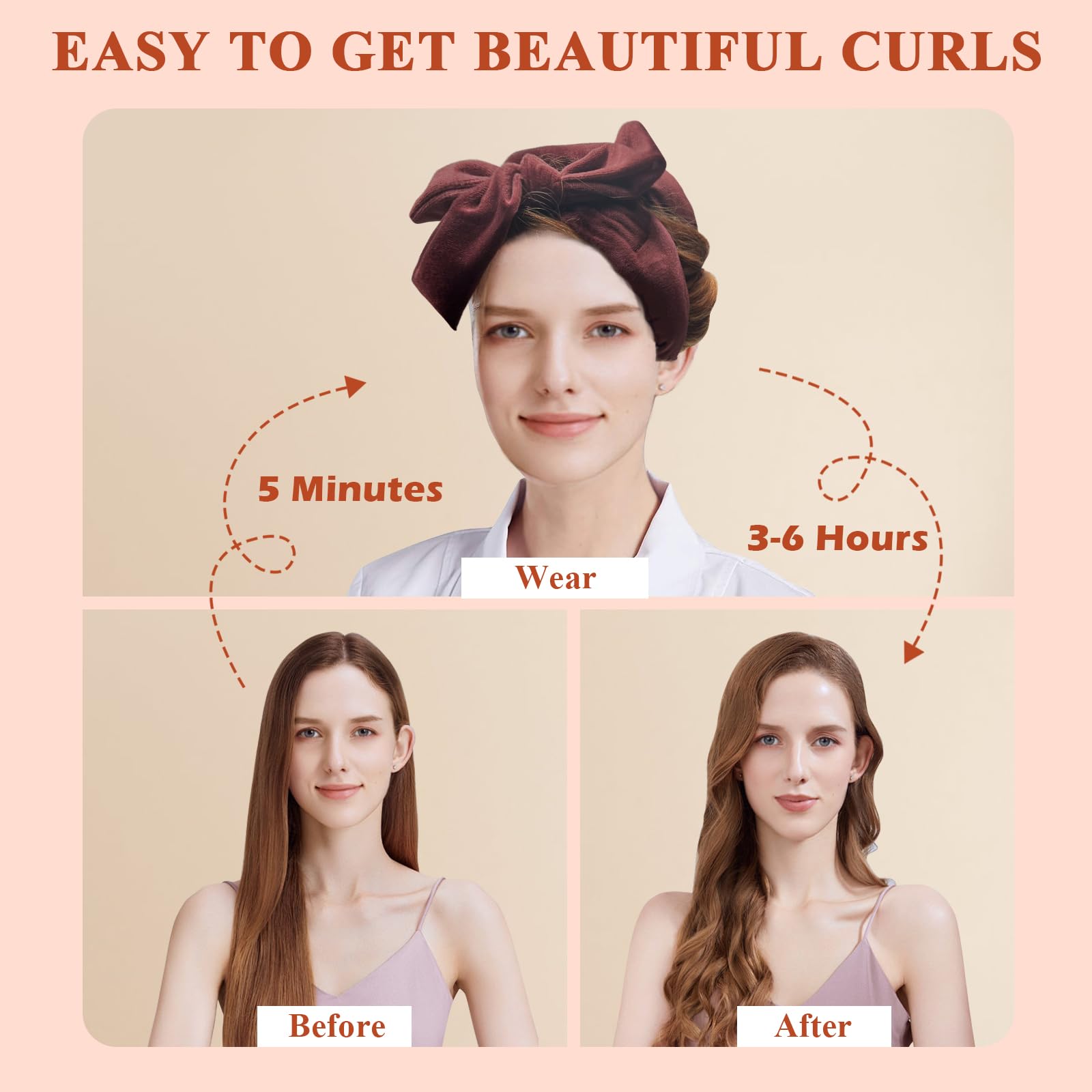 weiwei Heatless Curlers Headband, Heatless Overnight Curls Hair Curlers No Heat, 70" Soft No Heat Hair Curlers - Image 4