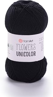 YarnArt Flowers Unicolor – 55% Cotton, 45% Acrylic – 50g (1.76 oz), 218 yds – Ideal for Knitting & Crochet – Soft, Solid Color Skein for Summer Projects (5, 746)
