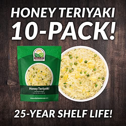 Image of Valley Food Storage Honey Teriyaki Rice | 10-Bag Bucket, 50 Servings | Non-GMO Premium Emergency Food Supply, 25 Year Shelf Life | Survival Meal Kits, Prepper Food & Off-Grid Living Supplies, Packaged in USA