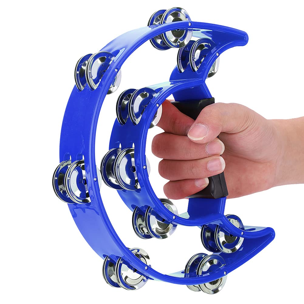 HELEVIA Strumento Musicale a Percussione con Tamburello a Campana a Doppia Jingles (Blu