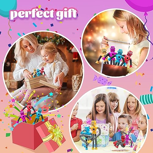 Ugj UGJ-004 Bendable Robot Figures Set Of 4, Flexible Suction Cup Men, Fidget Pop Tubes Sensory Toys thumb #4