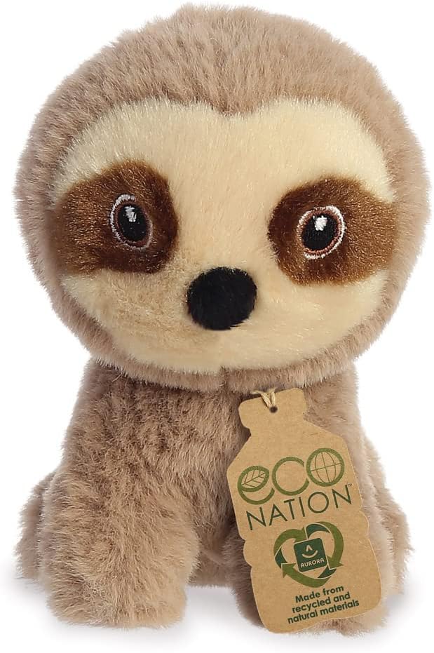 AURORA, 35081, Eco Nation Mini Sloth, 5In, Soft Toy, Brown