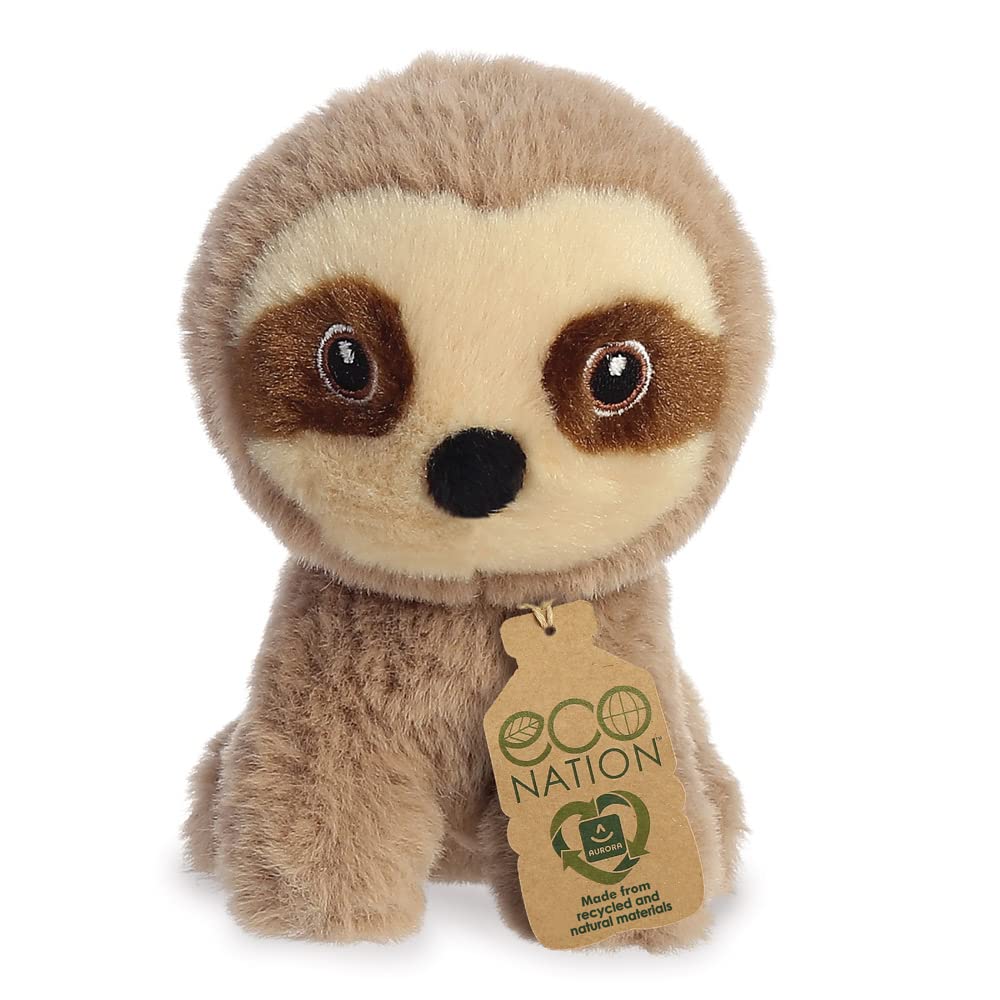 Aurora, 35081, Eco Nation Mini Sloth, 5In, Soft Toy, Brown