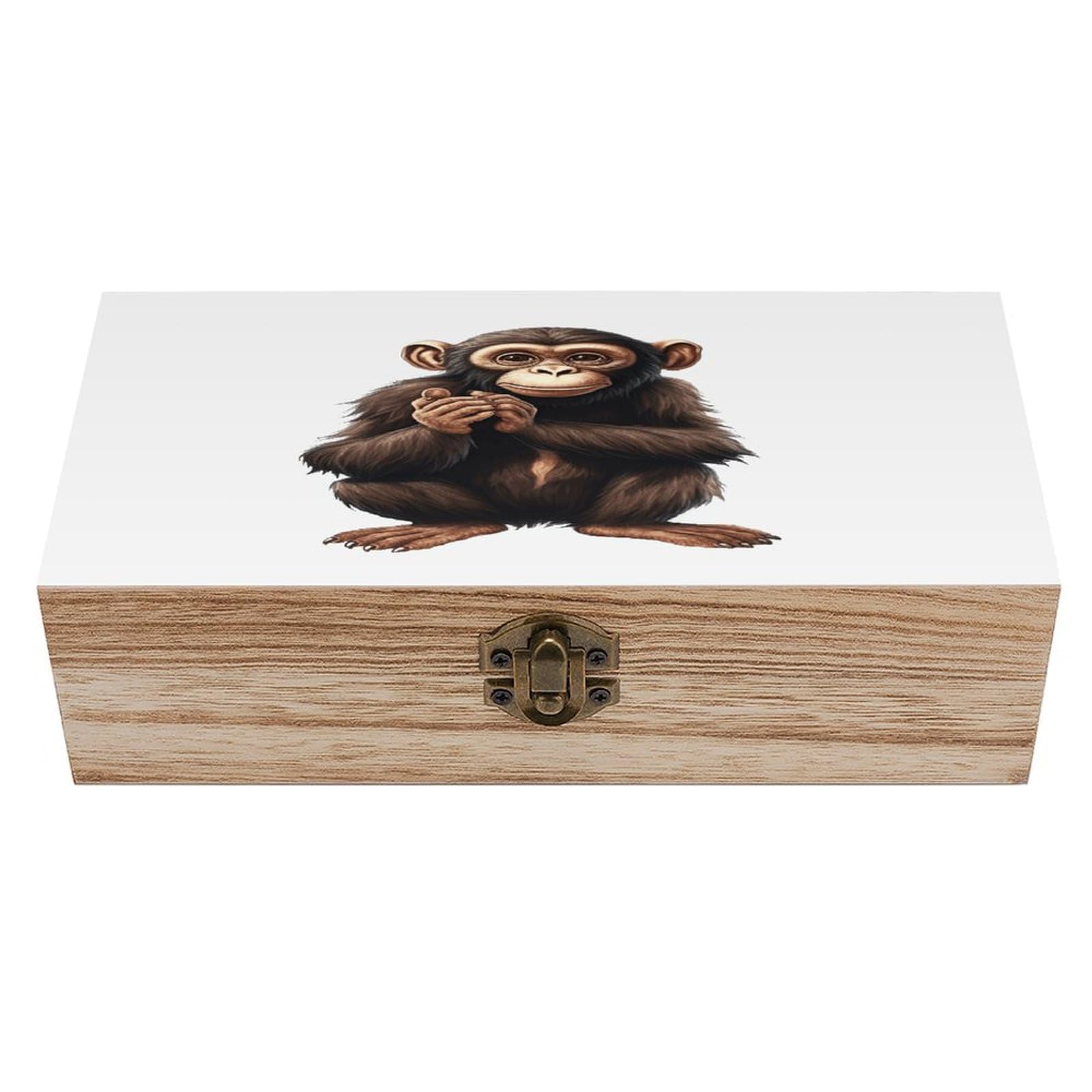 MUSM Sitting Monkey Wooden Storage Box Vintage Wood Box with Lid Exquisite Crafts DIY Wood Gift Boxes Fashion Jewelry Boxes Art Stash Keepsake Storage Case Large Jewelry Case