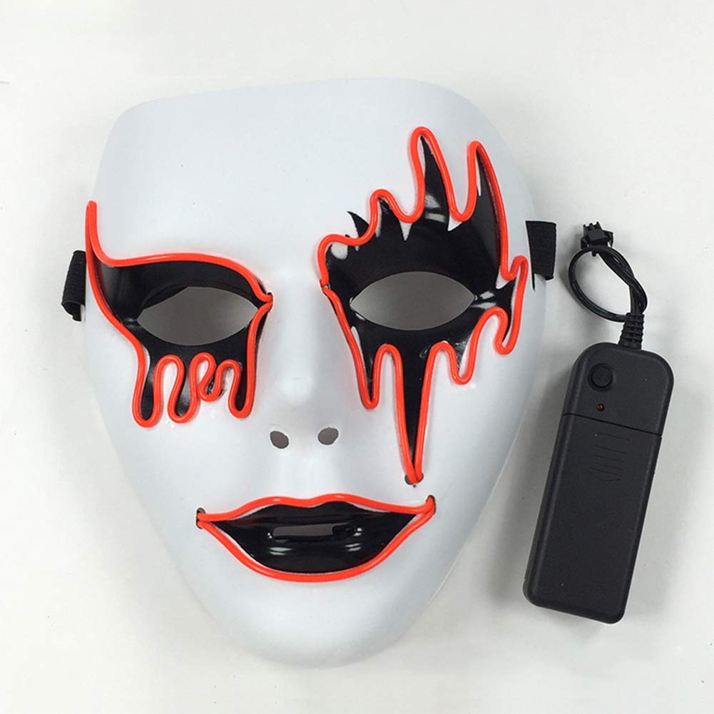 Forart LED Light Up Mask - Halloween Purge Masks Safe EL Wire Mask - Glowing Creepy Mask