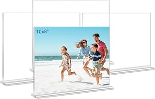 Acrylic Picture Frames 8x10 inches, 4 Pack Clear Plastic Picture Frames Holder Standing,8x10 Double Sided Picture Desktop Display for Photo Home Office - Horizontal