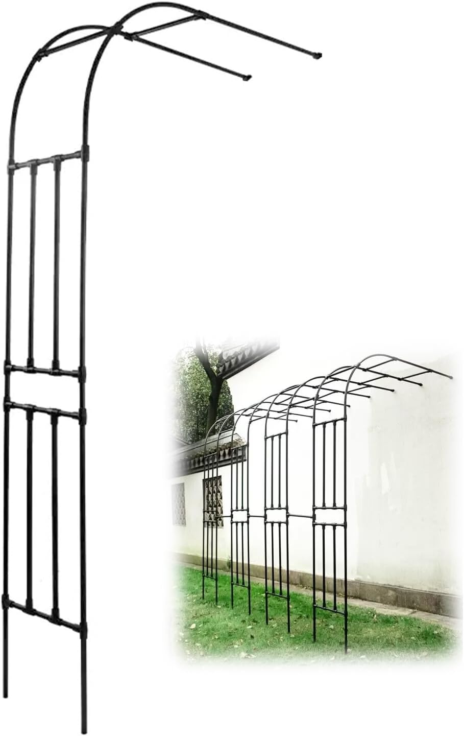 Large 2.7M Garden Arch, Half Arch Metal Garden Arch, Wedding Pergola Arbor, for Various Climbing Plants, Bridal Party Decor, Weather-Resistant, Assemble Freely(White,59x15.7x106in)