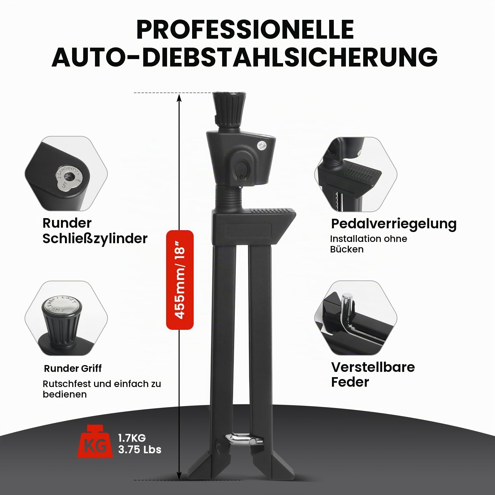 Pedalschloss Auto Diebstahlsicherung, Bremskupplungssperre aus Edelstahl, Pedalsperre Automatik Wegfahrsperre, Schnelle Installation Pedalkralle für Auto, SUV, Van Camper (X15)