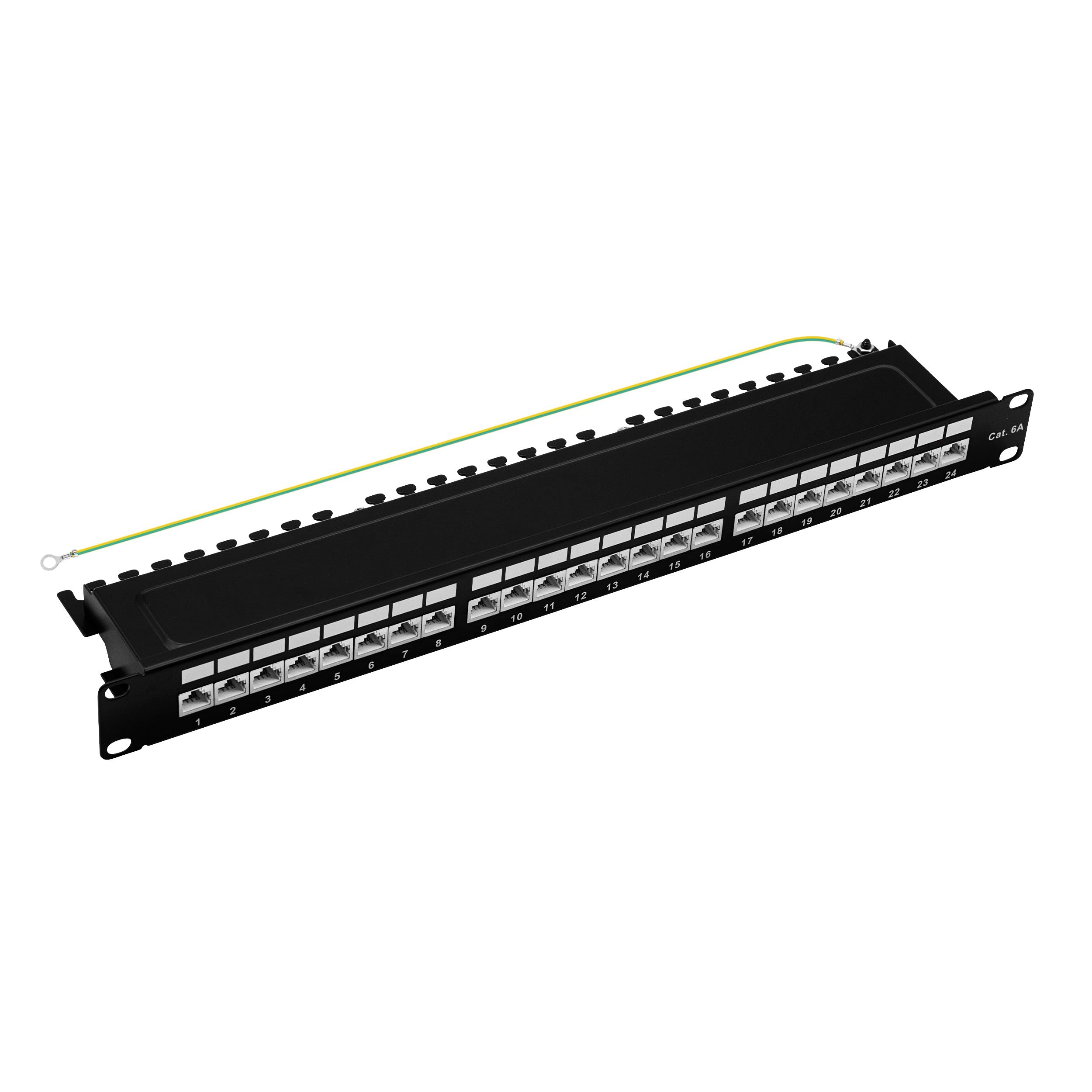 'Profesional Patch SCE Network – kat6 a CAT6 a Class EA 24 port Patch Panel Patch quemador de metal, Negro ral9004, STP 500 MHz, 10 Gbit, montaje en 19 el armario de red