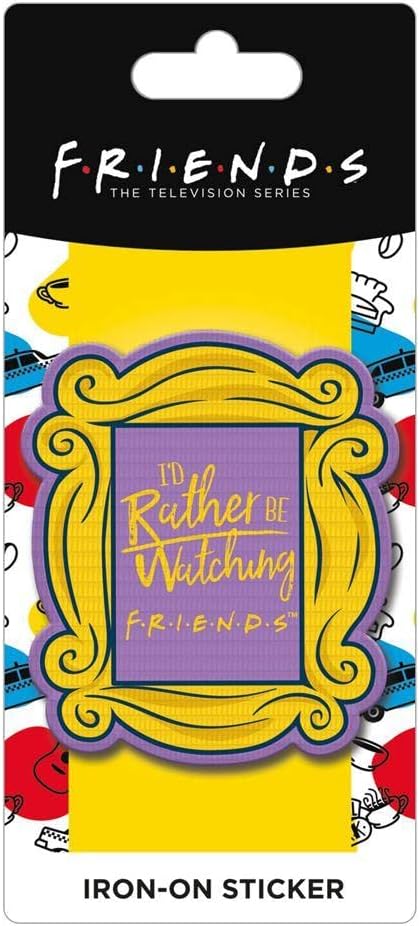 FRIENDS - Iron-on Patches Embroidered Design I´d Rather Be Watching (One Size) (Yellow, Purple), Yellow, Purple, Talla única