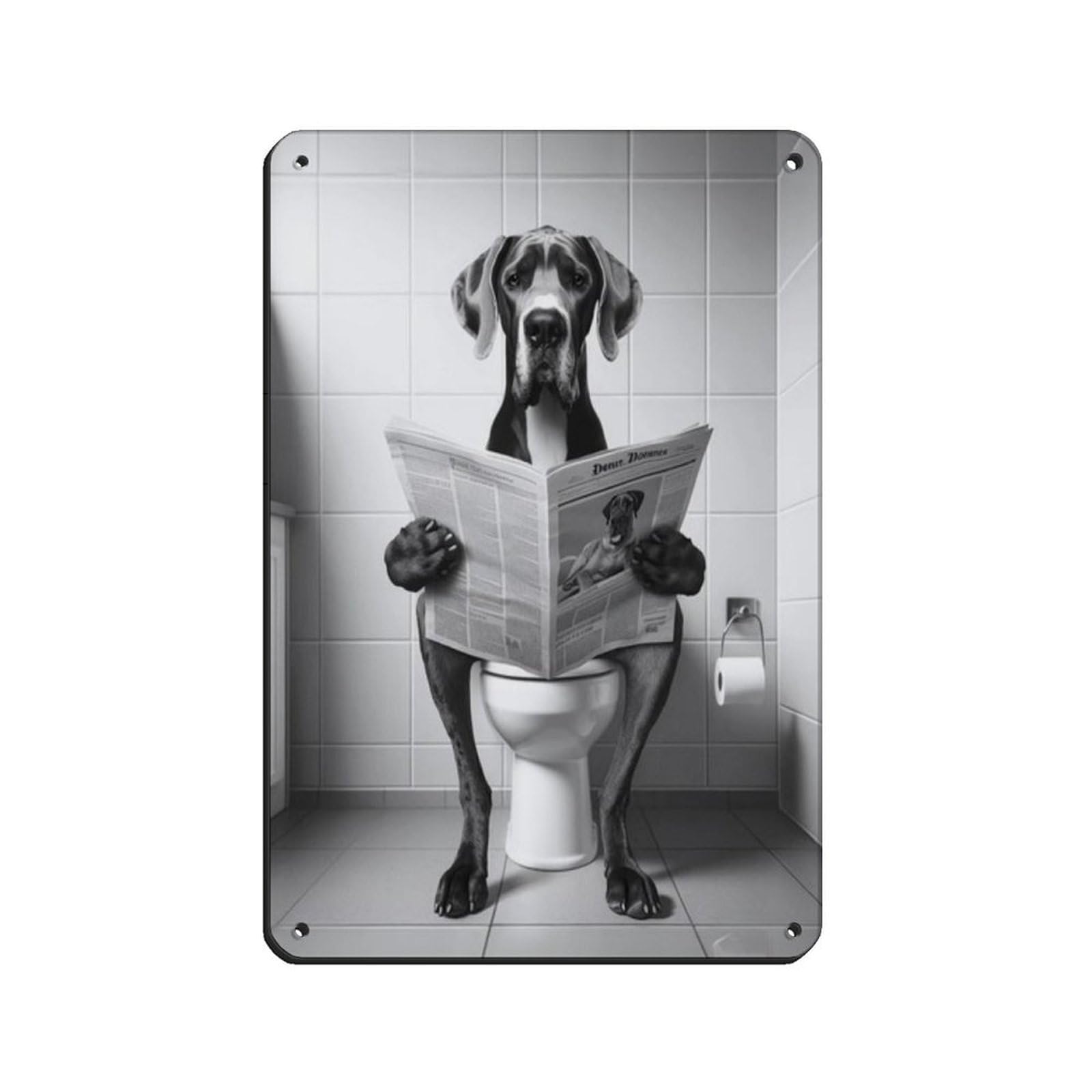 Lxwnze 20L X 30W Cm Great Dane, Funny Bathroom Decor Tin Sign Vintage Metal Pub Club Cafe Bar Home Wall Art Decoration Poster Retro 8X12inch(20X30cm)