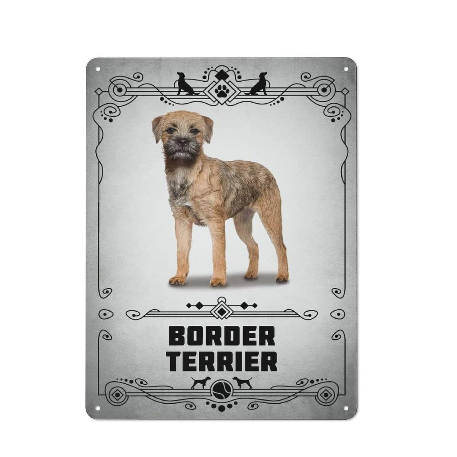 Border Terrier Urban Metal Wall Decor 40x30cm, Industrial Metal Sign for Flat, Bar, Studio Or Gallery Wall