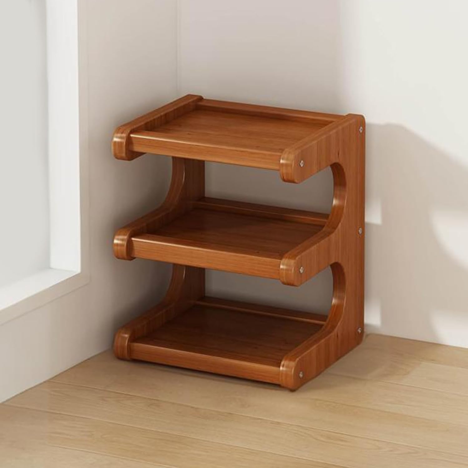 HARELA Slim Shoe Rack, Bamboo Shoes Floor Storage Organizer Rack for Small Space, Multi Level Shoe Storage Cabinet for Hallway, Easy Assembly(30x19x35cm/11.8x7.5x13.8in)
