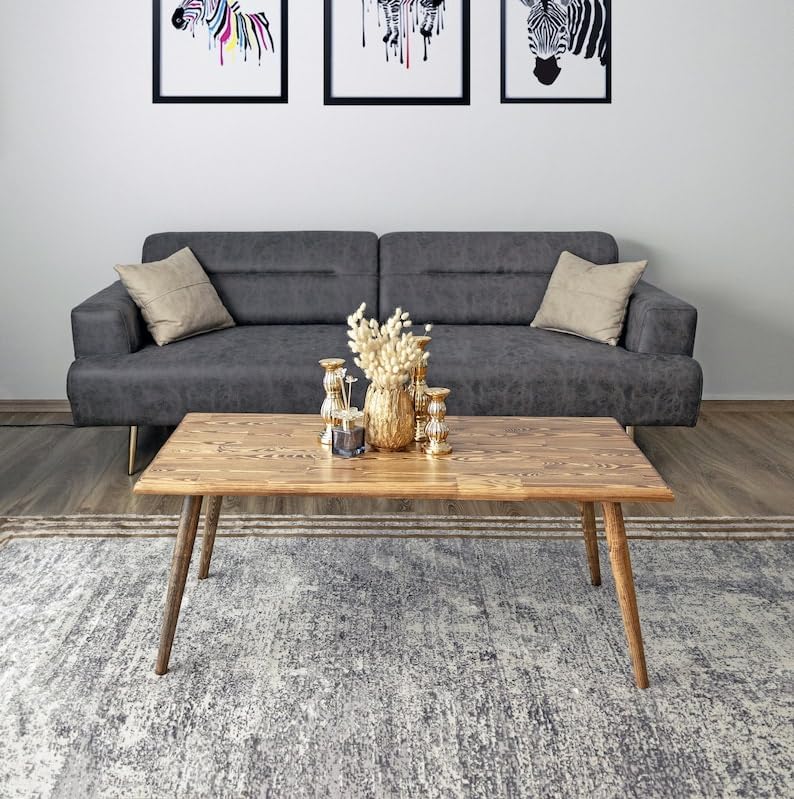 Miniatura 2 de Mesa de centro de madera para sala de estar, mesa de centro pequeña para granja moderna, rústica, vintage, estilo escandinavo (natural, 46 x 20