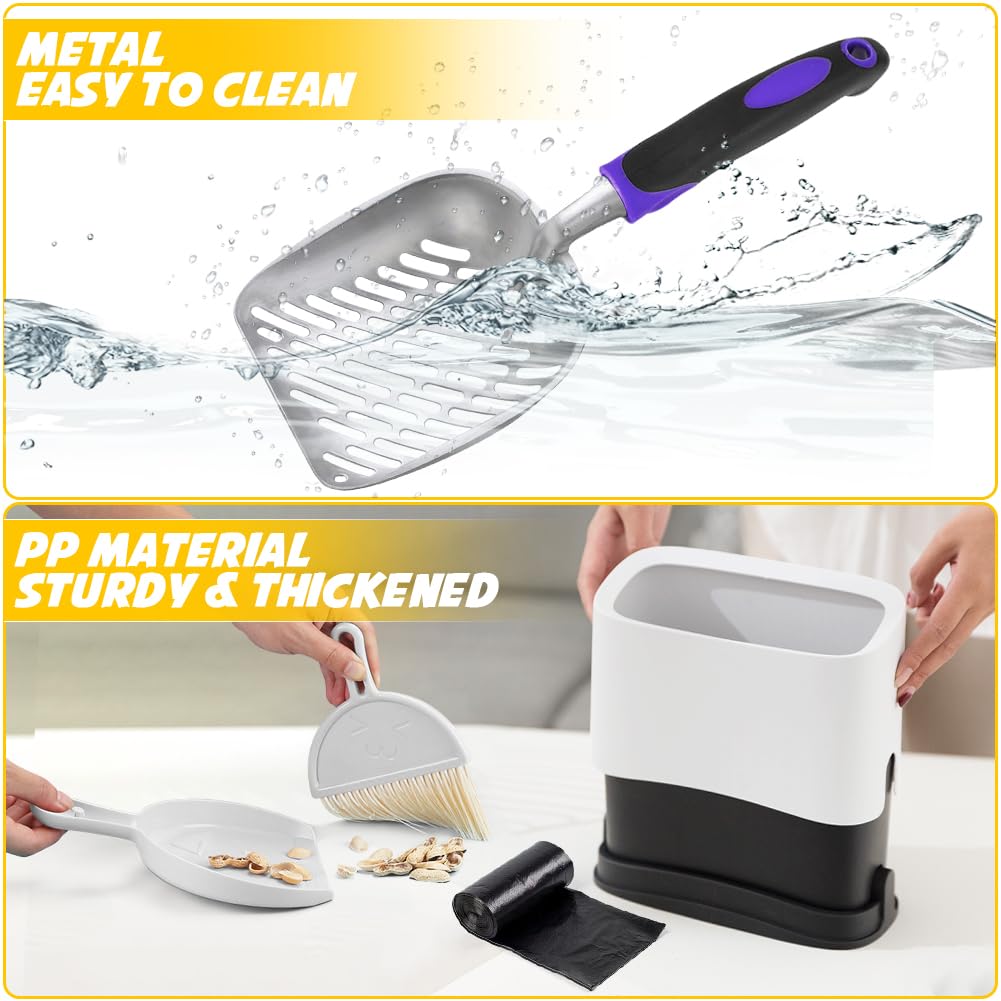 Cat Litter Scooper with Holder,Metal Cat Litter Scoop, Kitty Poop Scooper Stand for Litter Box, Cat Caddy for Litter Scoop, Fast Sifting Kitty Poop Scooper Caddy Poop Scooper Stand - image 5