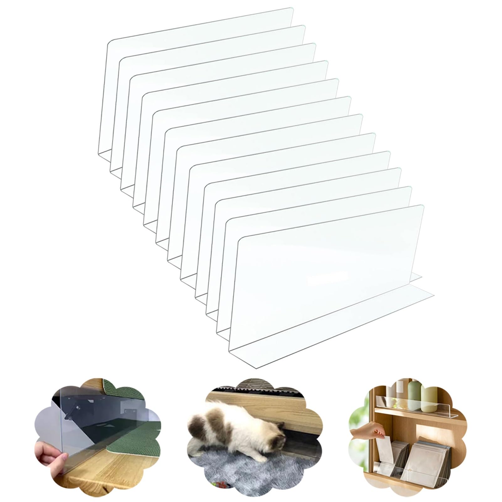 Pack of 12 Stair Gap Blocker for Open Riser Stairs, Clear under Sofa Bumpers Panel L Shaped, Safety Furniture Bottom Crevice Fillers for Home RV(120x30cm (47.2x11.8in))