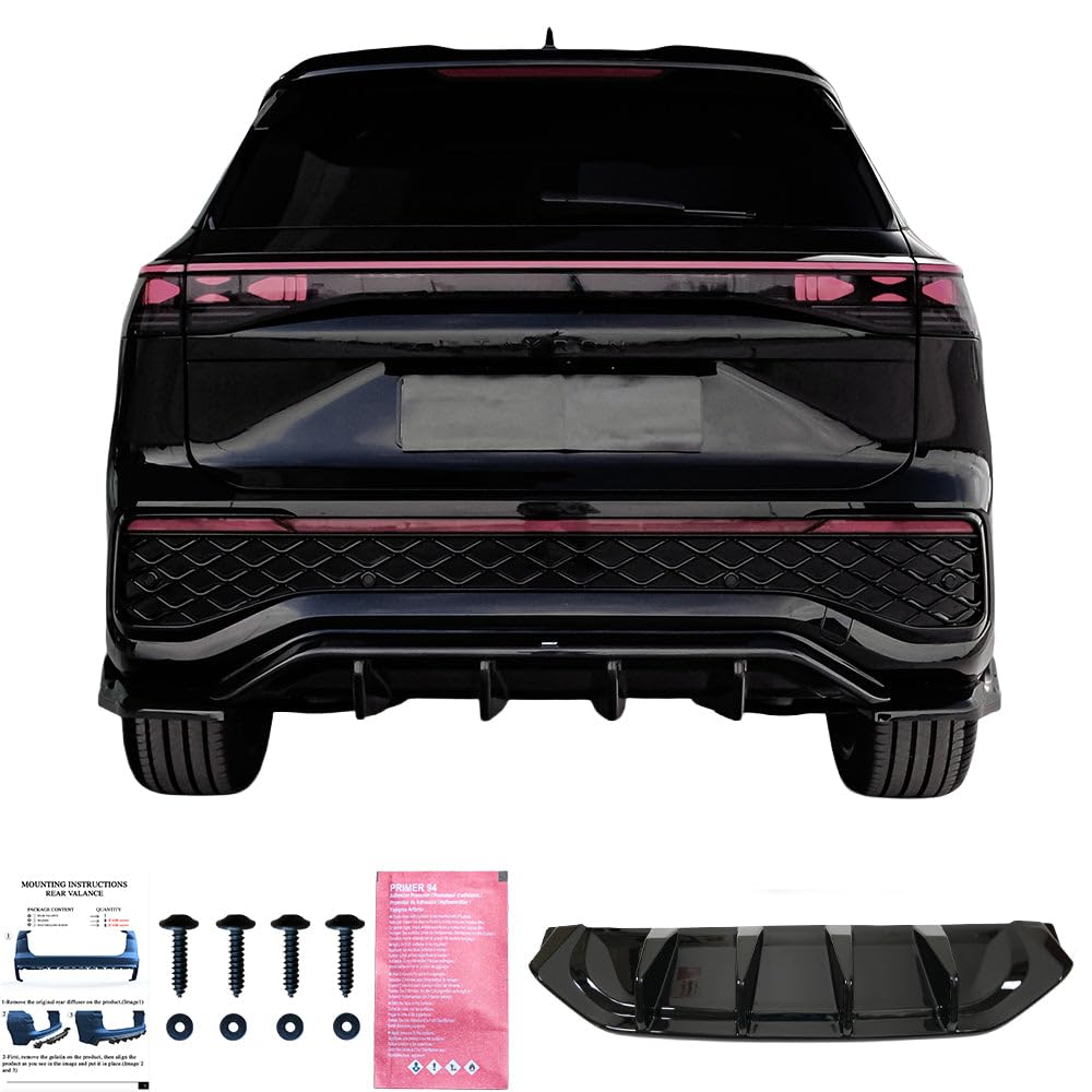 Oneway Jupe de pare-chocs arrière (Diffuseur) compatible avec Volkswagen Tayron (R41) 2024- - Noir brillant