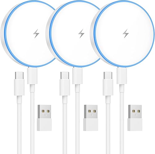 MagSafe - Paquete de 3 cargadores inalámbricos magnéticos de 15 W, base de carga rápida con puertos duales compatible con iPhone 171615141312 y