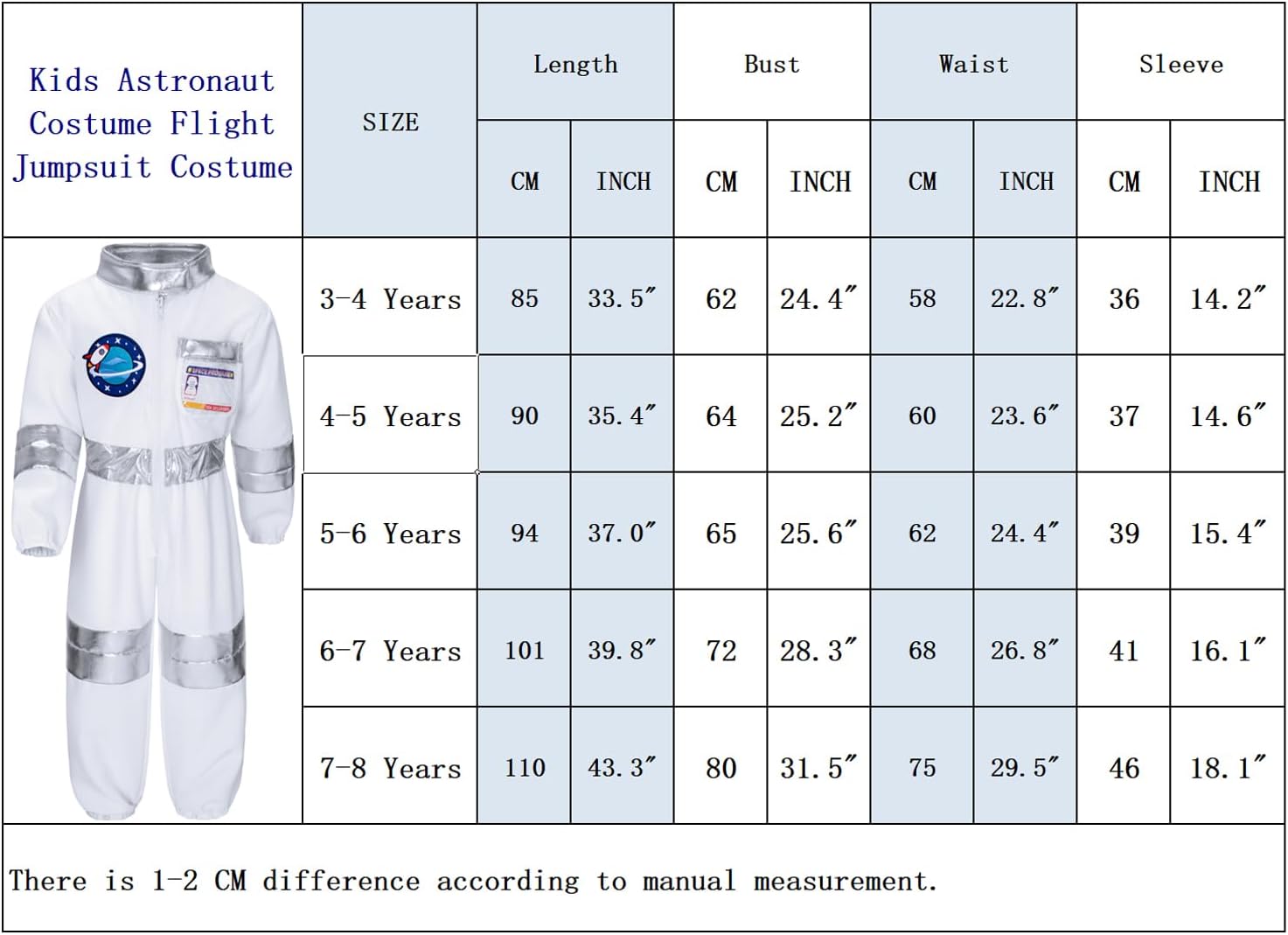 Irtysh Kids Astronaut Costume Flight Jumpsuit Halloween Cosplay Costume With Helmet Gloves Role Play Costume Set - Image 6