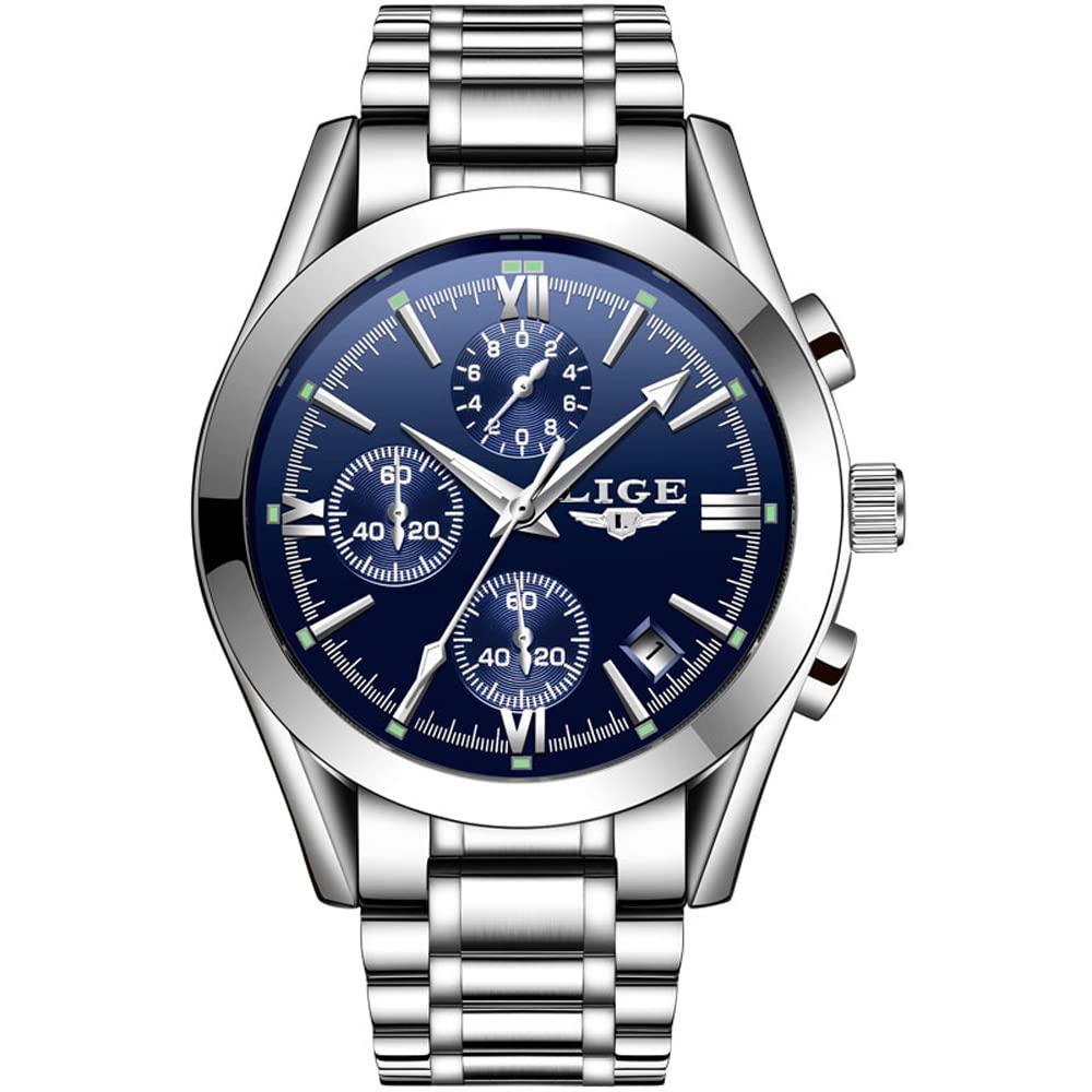 Weicam Men Luxury Lumious Waterproof Watches Round Dial Full Steel Strap Analog Quartz Wristwatch, Blue (B0BW6SH7FL) Amazon Price History, Amazon Price Tracker