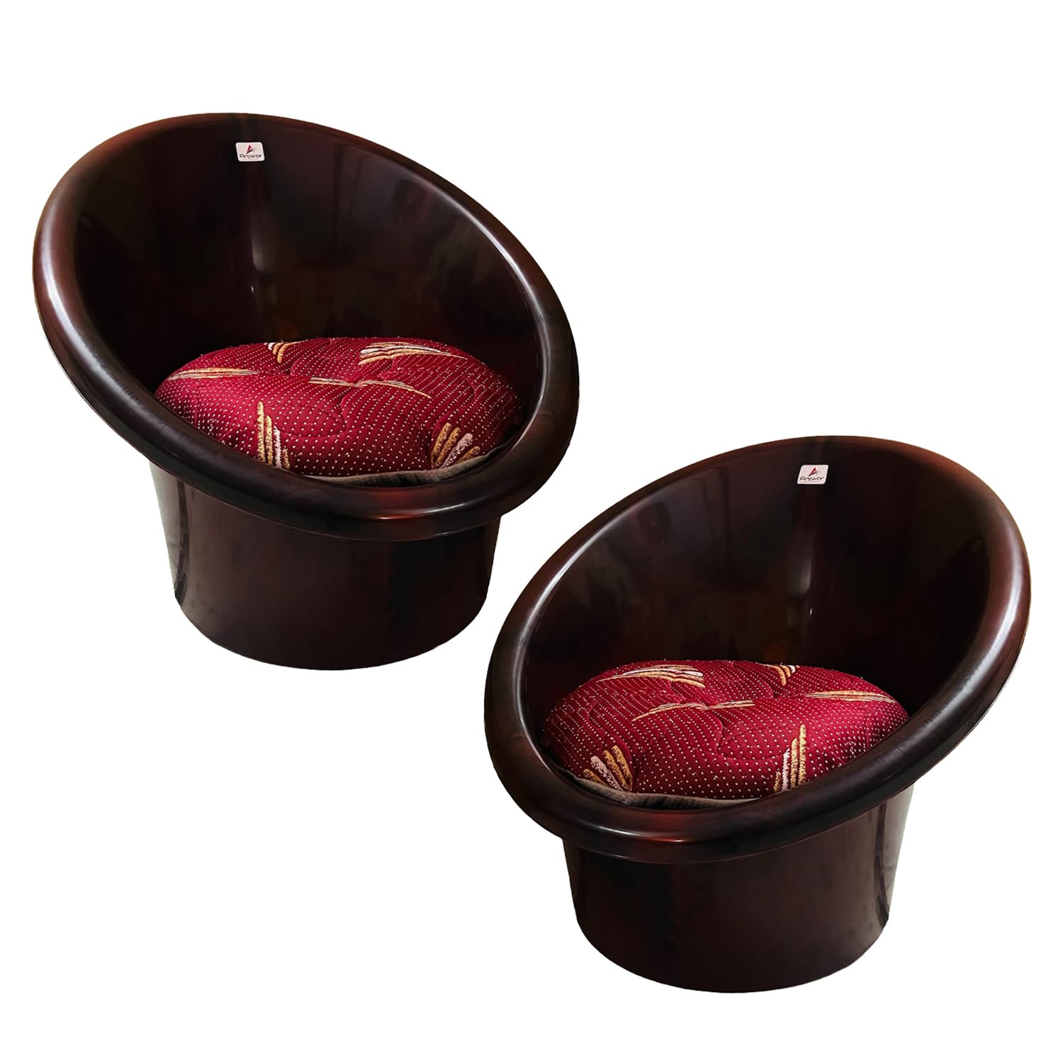 ANJWAR Tub Chairs | Heavy Plastic Chairs | Arm Chair for Garden and Outdoor | 200Kg Weight Bearing Capacity | Set of 2 Chairs with Cushions., Rosewood-image-15