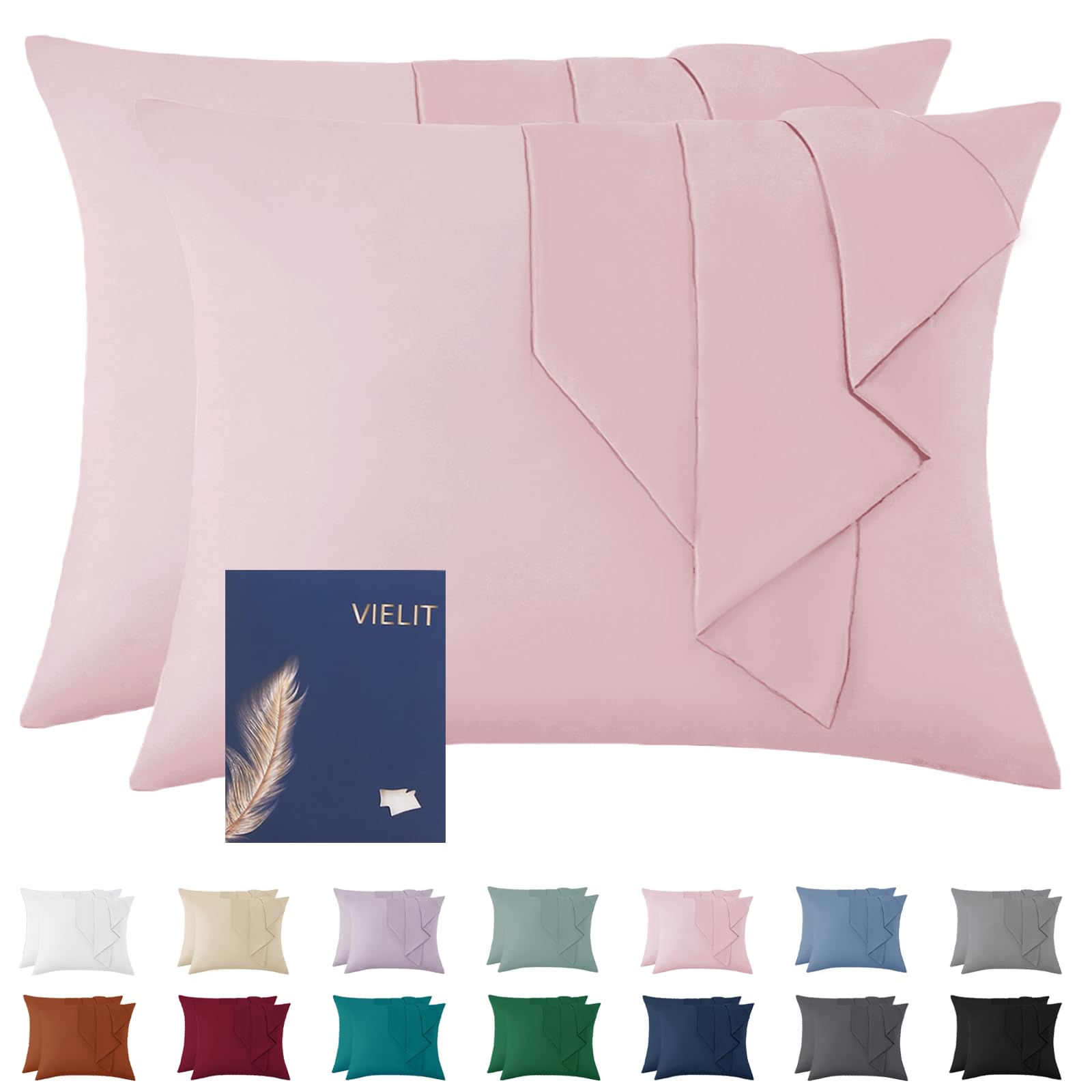 Vielit Set of 2 pillowcases 70 x 90 cm, 70 x 90 cm, microfibre, 70 x 90 cm, eco-friendly, durable and hypoallergenic