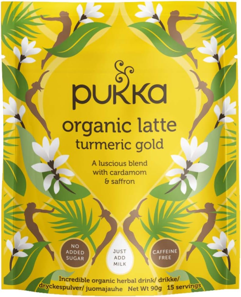Pukka Turmeric Gold, Organic Herbal Latte with Cardamom & Saffron - Pack of 4