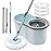 Spin Mop and Bucket with Wringer Set, 360 Spinning Mop Bucket System with 3 Microfiber Mop Replacement Heads and 50 Stainless Steel Adjustable Handle for Floor Cleaning