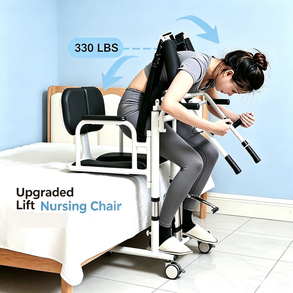 Elevador hidráulico para Pacientes con tapicería de 180°, 200 kg | Sillón elevador ergonómico fabricado en acero al carbono con ruedas giratorias silenciosas de 360°