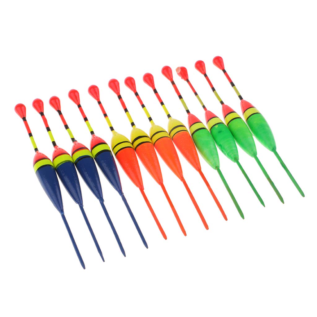 12pcs High Sensitivity Wooden Fishing Floats Bobbers Vertical Buoy Ice Fishing Accessories Green, Orange, Blue (B09179B8PJ) Amazon Price History, Amazon Price Tracker