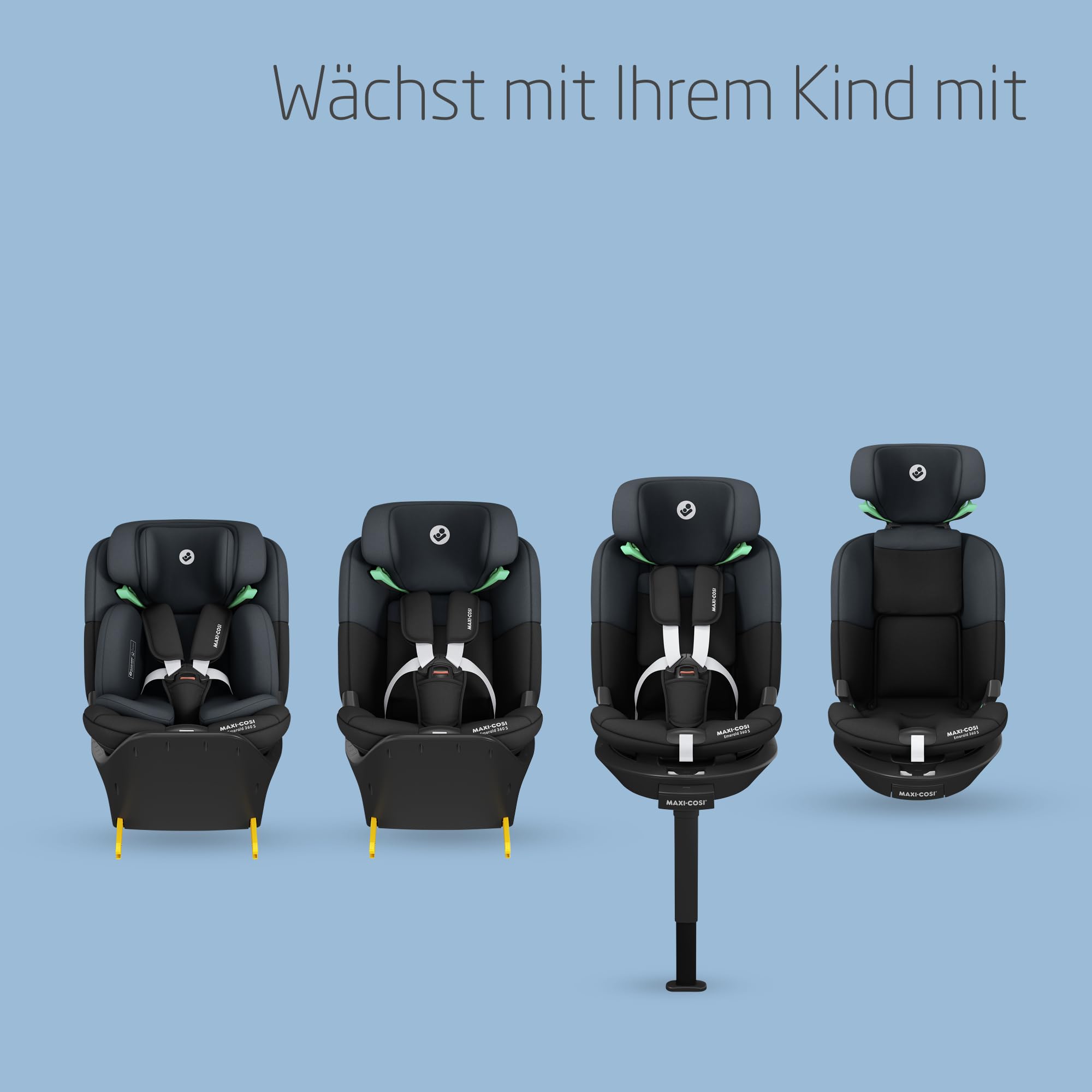 Maxi-Cosi Emerald 360 S i-Size Autositz 360 Grad drehbar 0–12 Jahre 40–150 cm FlexiSpin G-CELL Seitenaufprallschutz Tonal Black