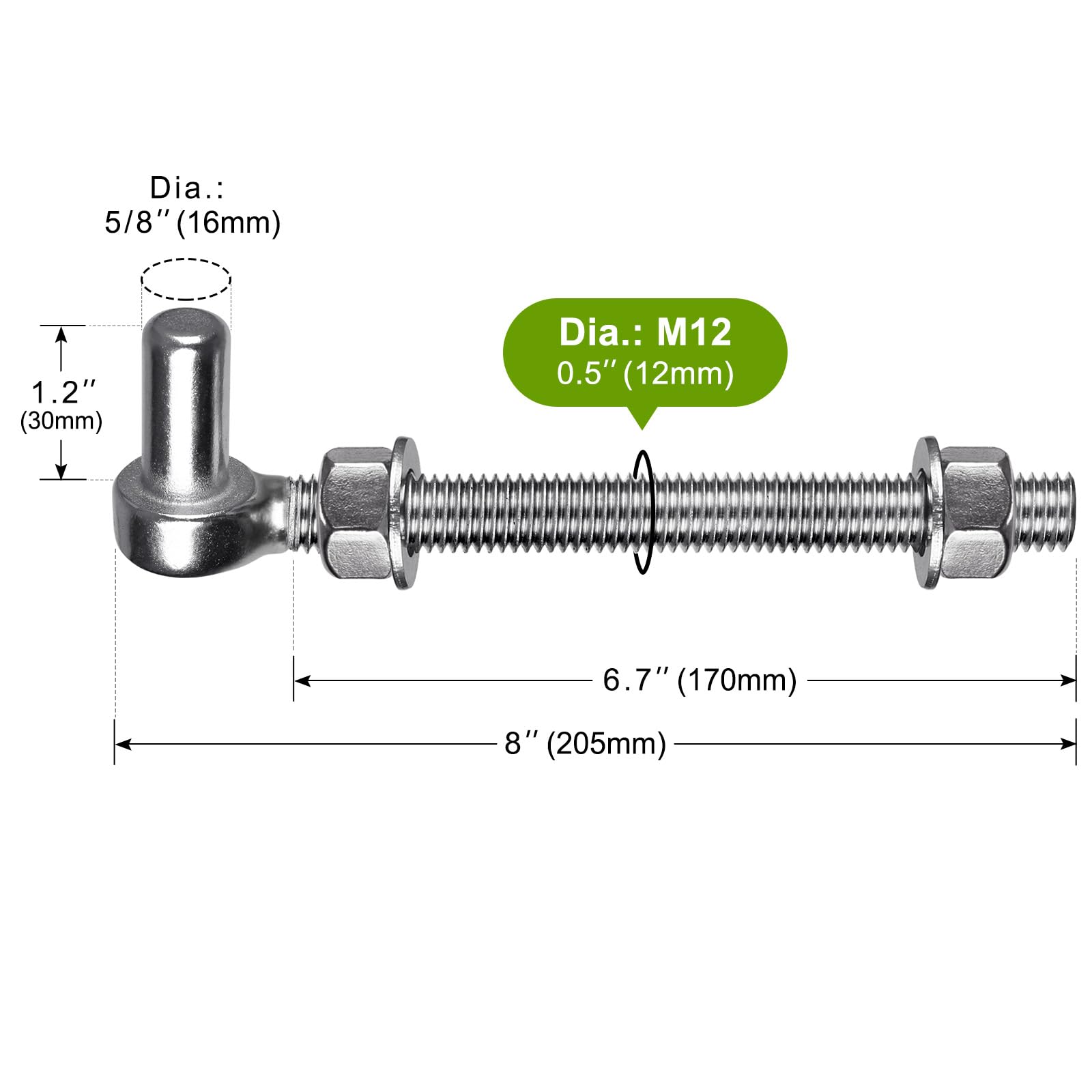 Insaga Gate Hinge M12 - Image 2