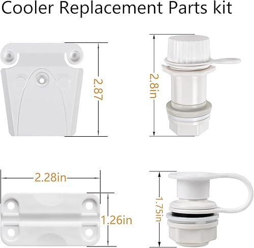 Miniatura 2 de Kit de piezas de repuesto para enfriador, para bisagras de plástico Igloo Ice Chest, combo de pestillo y tornillos de plástico, tapón de drenaje de