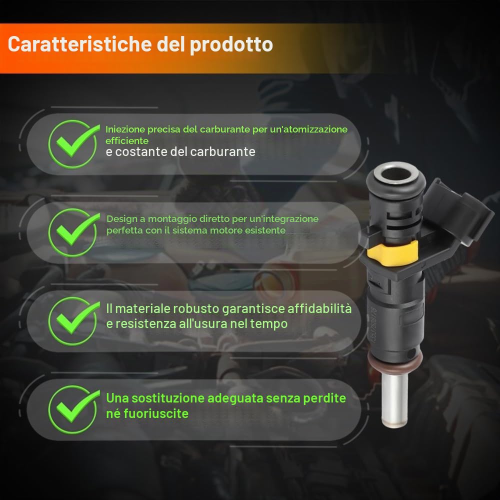 13537528176 Set di 4 iniettori per auto a 2 poli Compatibile con Mini Cooper 1,6 l 2007-2009 2011-2015