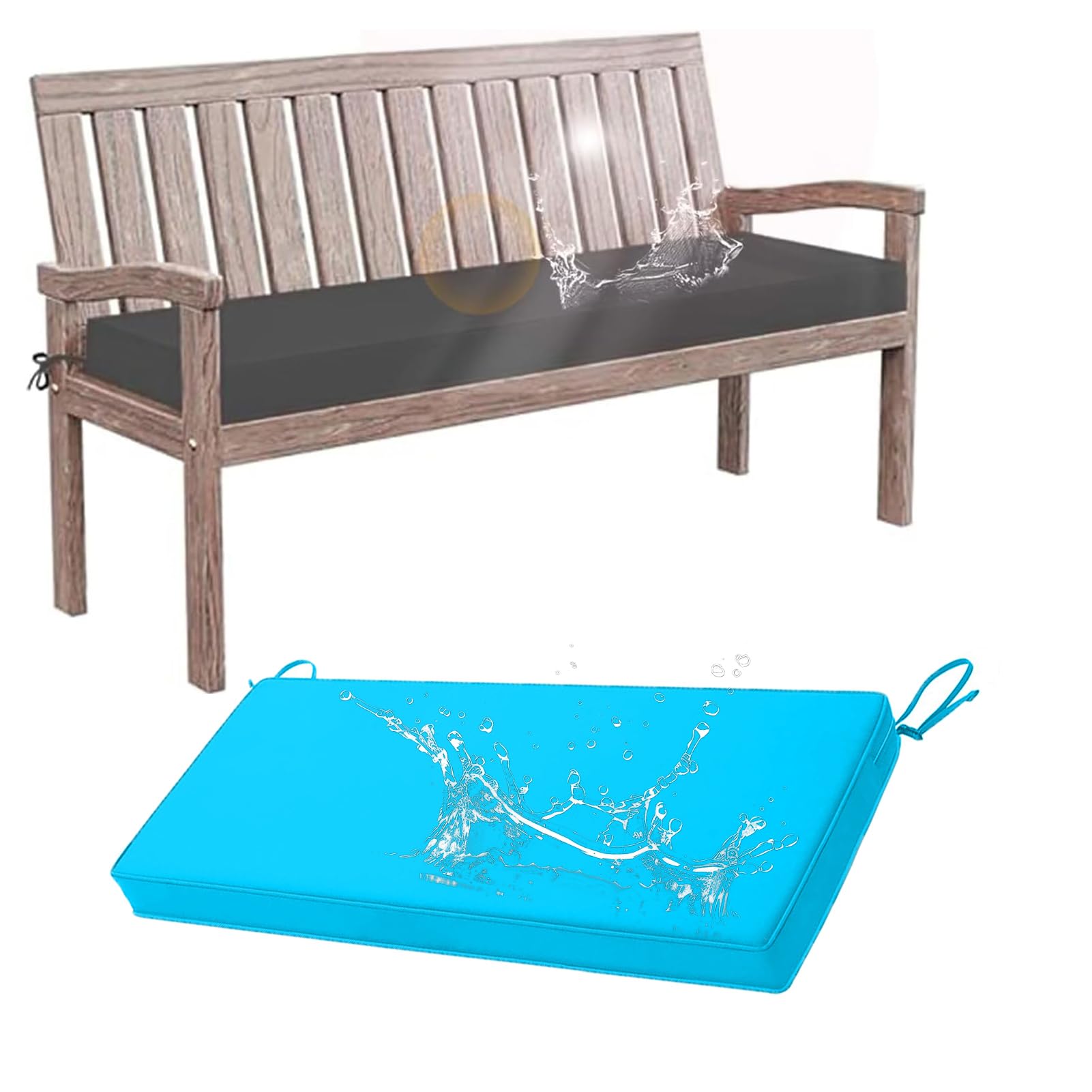 Coussin de banc de jardin haut de gamme imperméable 130x46x5cm