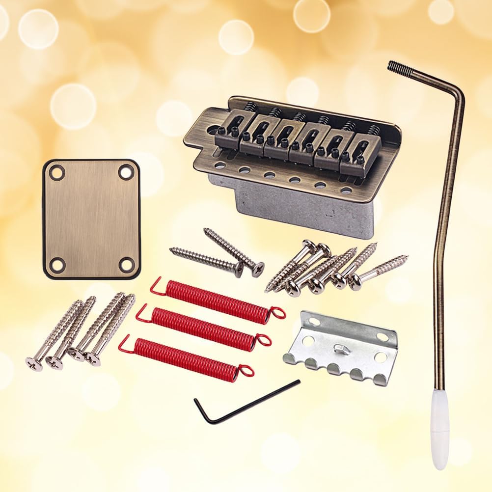 Healifty Ga296 Electric Guitar Tremolo Bridge with Neck Plate Replacement Parts for Electric Guitar Repair 3.30X1.57 Inch Durable Musical Instrument Accessories
