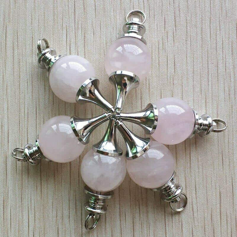 Il Commercio all'Ingrosso del Pendente Divide in Lotti Le collane DIY dei Pendenti del Pendolo della Sfera della Pietra del Quarzo Rosa Naturale 6pcs